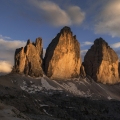 Poslední paprsky na Tre Cime